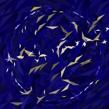 Abstract Illustration Of Birds In Flight In A Stormy Sky Or Fish In A Murky Sea