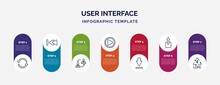 Infographic Template With Icons And 7 Options Or Steps. Infographic For User Interface Concept. Included Refresh Button, Rewind, Job Transition, Play Video Button, Big Download Arrow, Export Button,