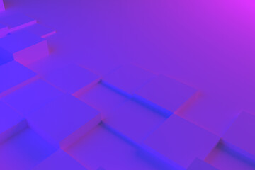 Wall Mural - abstract color business background with squares and cubes, purple and blue image with shadow for tec