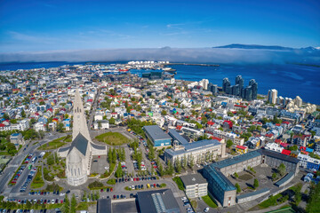 Canvas Print - Aerial View of Reykjavik, The Rapidly Growing Urban Metro of Iceland
