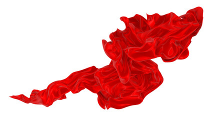 Wall Mural - Beautiful flowing fabric of red wavy silk or satin. 3d rendering image.