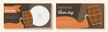 Happy National Rum Day Online Banner Template Set, Alcoholic Beverage Celebration Advertisement, Horizontal Ad, August 16th, Drinks Tap Barrel Content Marketing Post, Cocktail Creative Brochure