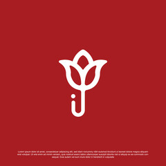 Wall Mural - creative letter J logo with rose design vector