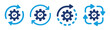 © Icons-Studio - Development icon vector set. Gear symbol rotate with arrow and check mark sign for operation, production and capacity concept.
