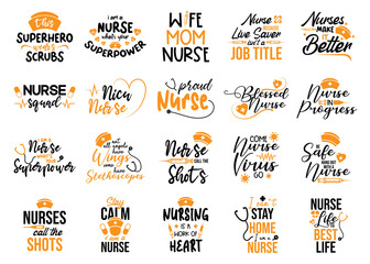 Poster - nurse quotes lettering vector bundle