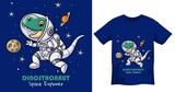 Fototapeta Kosmos - Cute astronaut dinosaur t shirt design template