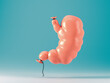 Human stomach made of pumped over balloon. Concept of binge eating and obesity