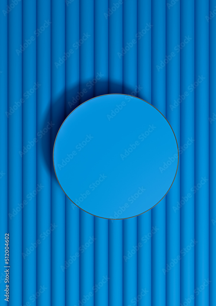 Ilustrace Bright, dark, pastel blue 3D rendering of top view flat lay ...