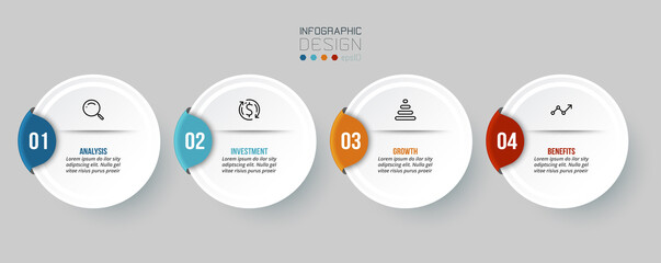 Wall Mural - Infographic template business concept with step.