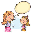 Illustration of family scenes with speech bubbles