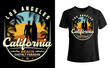 Los Angeles California beach tee shirt design, California beach graphic t-shirt design 