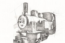 Old Steam Locomotive Engine Retro Vintage