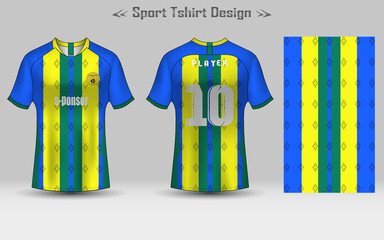 Wall Mural - Soccer jersey design for sublimation. t-shirt sport design template, Soccer jersey mockup for football club. Fabric uniform front and back view