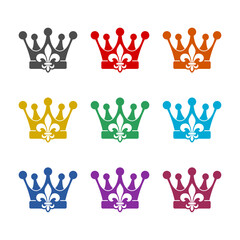 Sticker - King crown icon isolated on white background. Set icons colorful