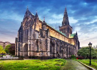 Sticker - Glasgow Mungo cathedral at dramatic night, Scotland - UK