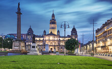 Glasgow City Chambers In George Square At Night, Scotland - UK