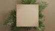 © RocknRoller Studios - Square Botanical Frame with Palm Plant Border. Beige, Natural Design for Product Display.