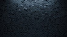 Arabesque, Futuristic Wall Background With Tiles. Black, Tile Wallpaper With Polished, 3D Blocks. 3D Render