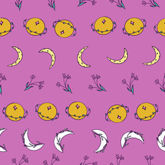 cute celestial vector repeat pattern design illustration
