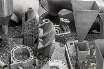 manufactured parts of the 3D printer are printed with metals from powder