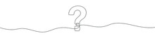 Question Mark Linear Background. One Continuous Line Drawing Of Question Mark. Vector Illustration. Question Mark Isolated