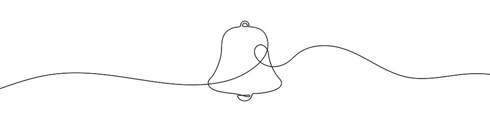 Wall Mural - linear background of bell. one continuous line drawing of a bell. vector illustration. bell icon iso