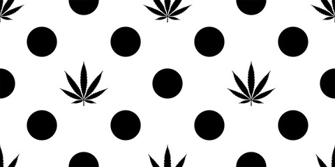 Wall Mural - Weed seamless pattern Marijuana polka dot cannabis leaf vector scarf isolated plant flower repeat wallpaper tile gift wrapping paper background illustration design