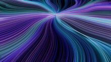Abstract Neon Lights Background With Lilac, Turquoise And Blue Swirls. 3D Render.