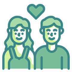 Poster - couple blue line icon