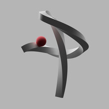 Three Dimensional Render Of Red Sphere Balancing On Letter P
