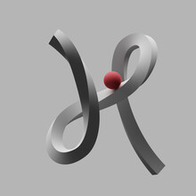 Three Dimensional Render Of Red Sphere Balancing On Letter H