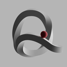 Three Dimensional Render Of Red Sphere Balancing On Letter Q