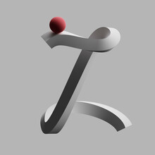 Three Dimensional Render Of Red Sphere Balancing On Letter Z