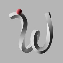 Three Dimensional Render Of Red Sphere Balancing On Letter W