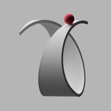 Three Dimensional Render Of Red Sphere Balancing On Letter Y