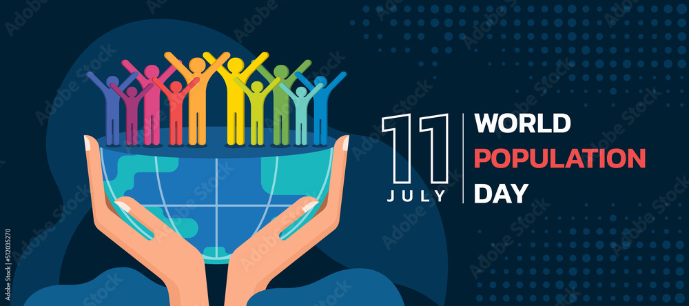 World Population Day - hand hold earth with group of colorful people ...