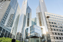 Modern Buildings And Skyscrapers On Sunny Day