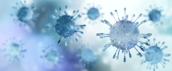 Wall Mural - Close-up virus against the background , infection with a new strain, infectious bacterium, 3D rendering