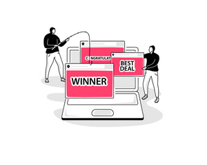 Poster - Illustration of adware symbol with a laptop and and popup advertising windows. Easy to use for your website or presentation.