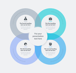 Poster - Simple business process template with four colorful stages. Easy to use for your design or presentation.