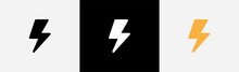 Lightning Bolt Icon Set. Flash Electric Symbol. Thunderbolt Flat Style Sign, Vector Illustration.