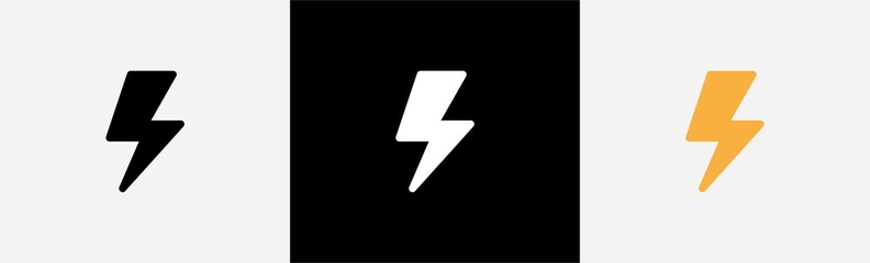 Lightning bolt icon set. Flash electric symbol. Thunderbolt flat style sign, vector illustration.