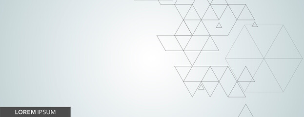 Poster - Vector banner design. White background with hexagon and triangles pattern