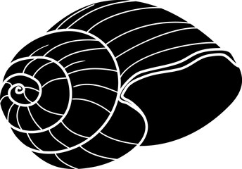 Poster - Black silhouette of shell of Roman snail (Helix pomatia)