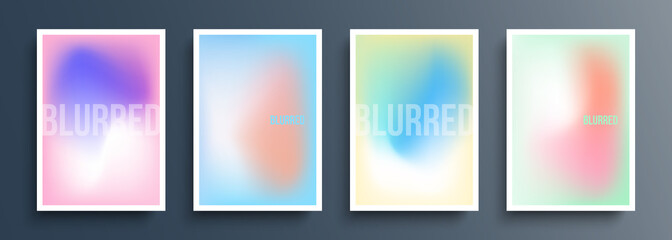 Leinwandbilder - Set of blurred backgrounds with light soft color gradient for your creative graphic design. Defocused covers templates collection. Vector illustration.
