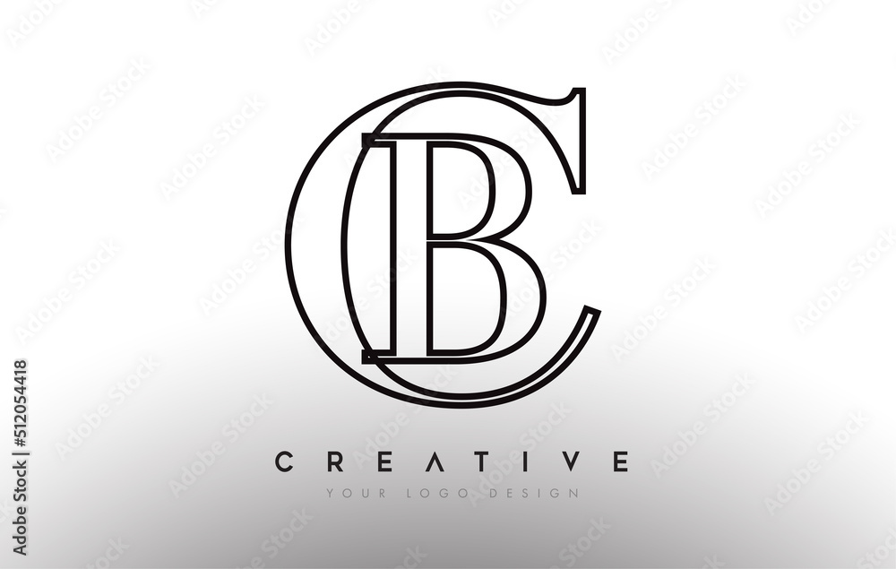 CB letter design logo logotype icon concept with serif font and classic ...