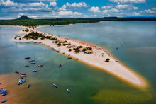 Long Sandy Beach In Alter Do Chao Along The Amazon River, Para, Brazil