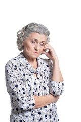 Sticker - Portrait of sad senior woman