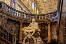 Basilica Papale Di Santa Maria Maggiore Church Interior With Statue Of Pope Pius IX Praying, UNESCO World Heritage Site, Rome, Lazio, Italy