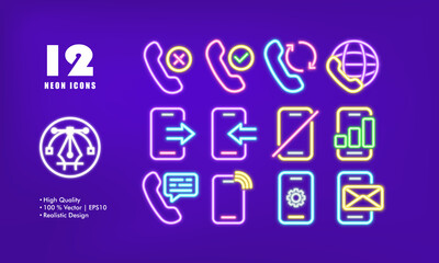 Wall Mural - phone set icon. handset, incoming, outgoing and missed call, network, settings, correspondence, sile